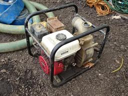 HIDELS SHE-80T, 3" Trash Pump, Honda 5.5HP, with suction and discharge hose