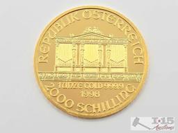 (1998) 2000 Schilling Vienna Philharmonic .999 Fine Gold Coin