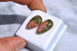 16.35 Carat Matched Pair of Unakite Jasper