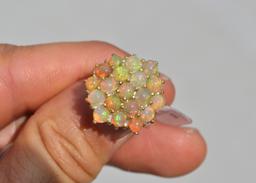 Opal Cluster Ring in Sterling Silver