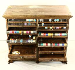 Vintage Wood Spool Cabinet