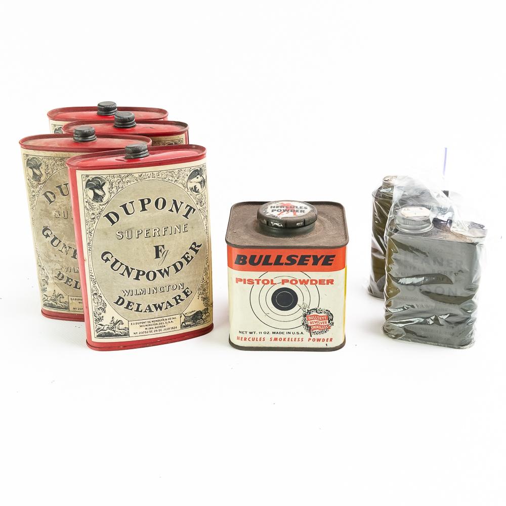 Empty Vintage Gunpowder Cans & Solvent Cans