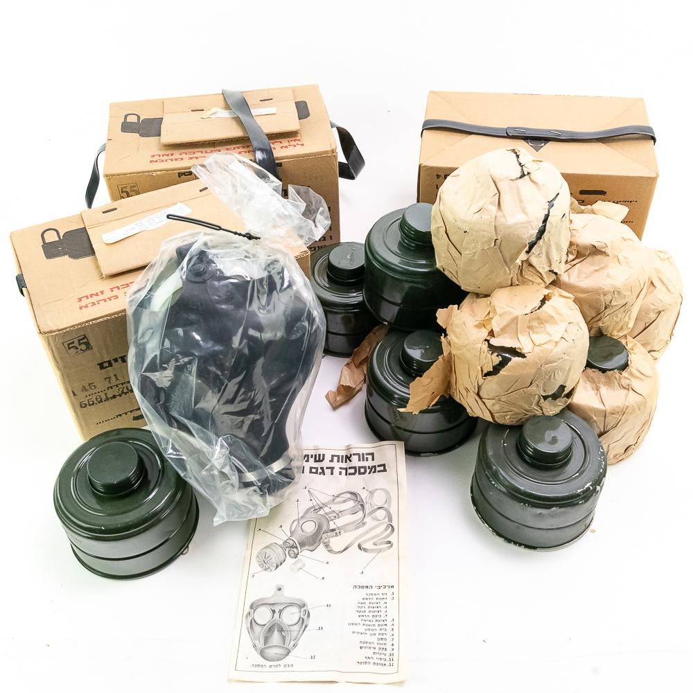 3 Israeli Gas Mask Lot With 12 Extra Filters