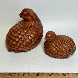 Pair of Ceramic Quails Signed Copley on Bottom