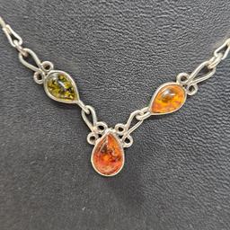 Sterling Silver Choker Necklace with Baltic Amber