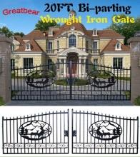 (1073)UNUSED 20' WROUGHT IRON ENTRY GATE - DEER