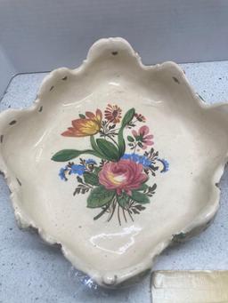 Dish made in Italy floral glass bowl plus Asian plate