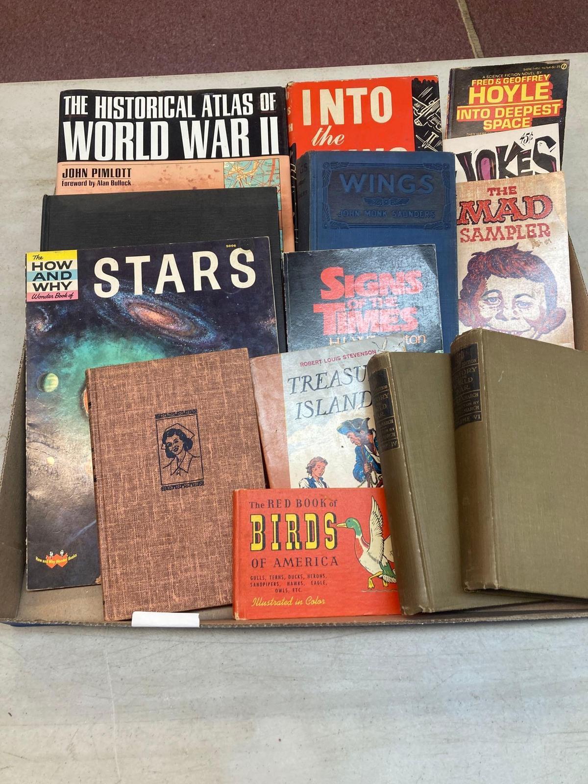 Vintage books, atlas, How and why book