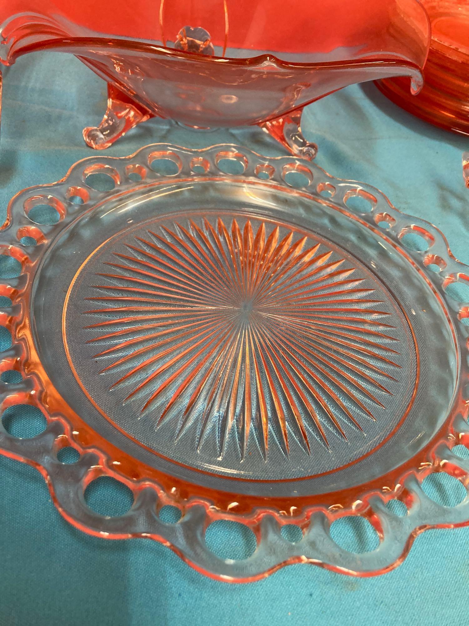 Pink depression glass light