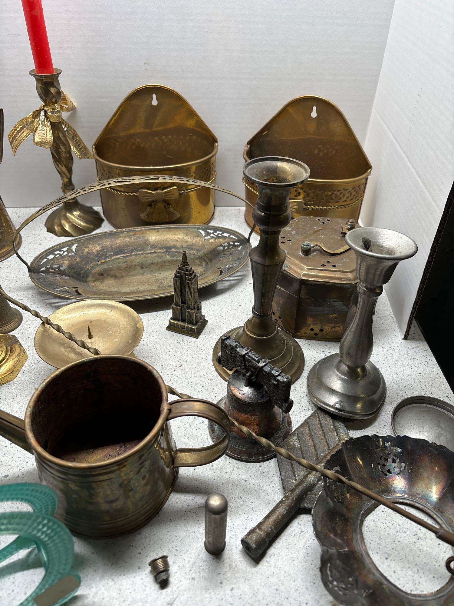 large quantity of brass items