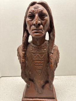 nicely carved looking Indian Chief 17 inches tall