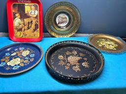 large collection of vintage trays