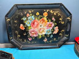 large collection of vintage trays