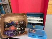 Fishing lot tackle box, lures, reels