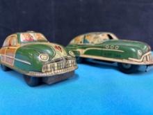 Vintage Marx Dick Tracy riot car and Woody sedan