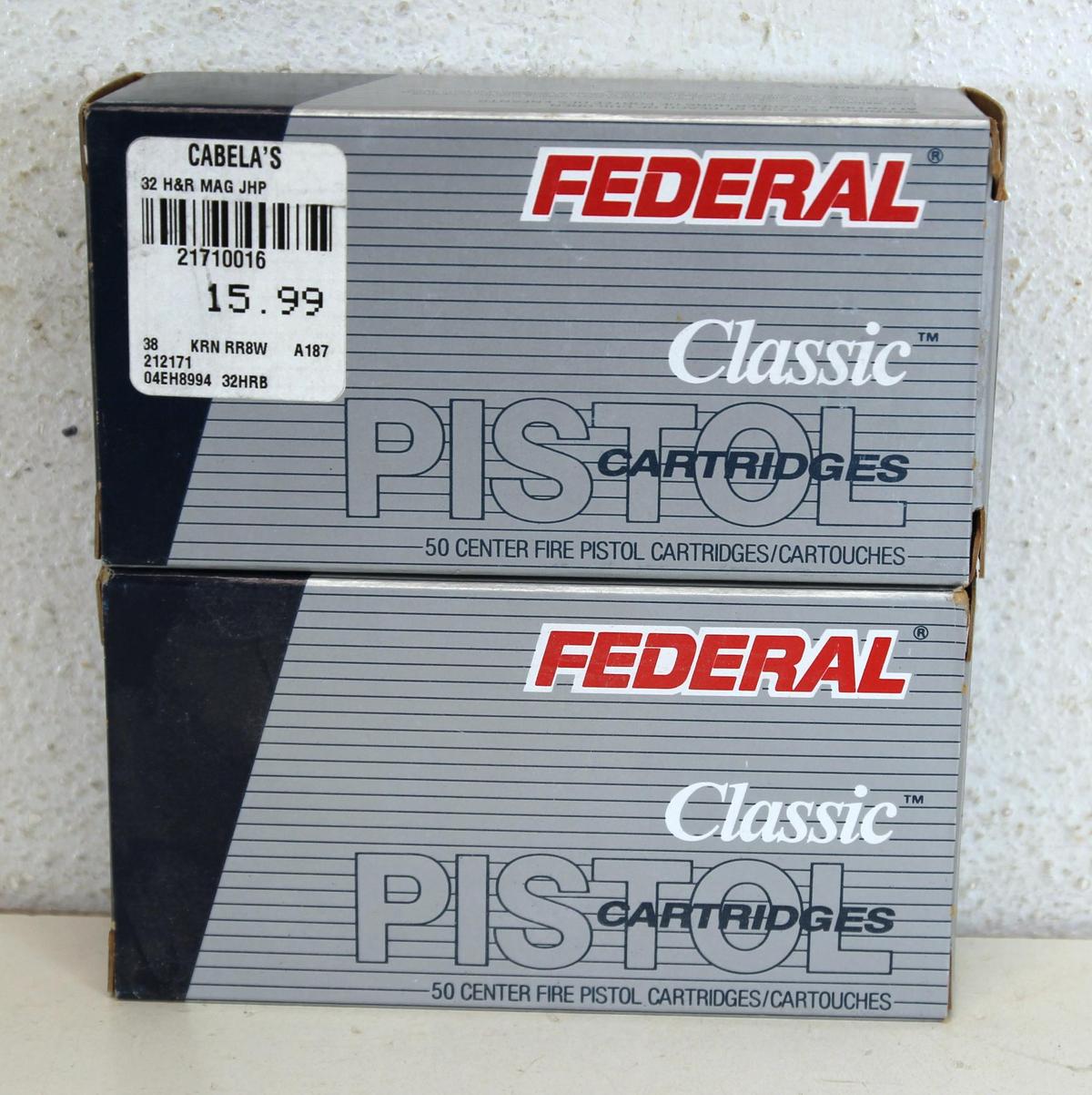 2 Full Boxes Federal Classic Pistol Cartridges .32 H&R Magnum 85 gr. JHP Cartridges Ammunition...