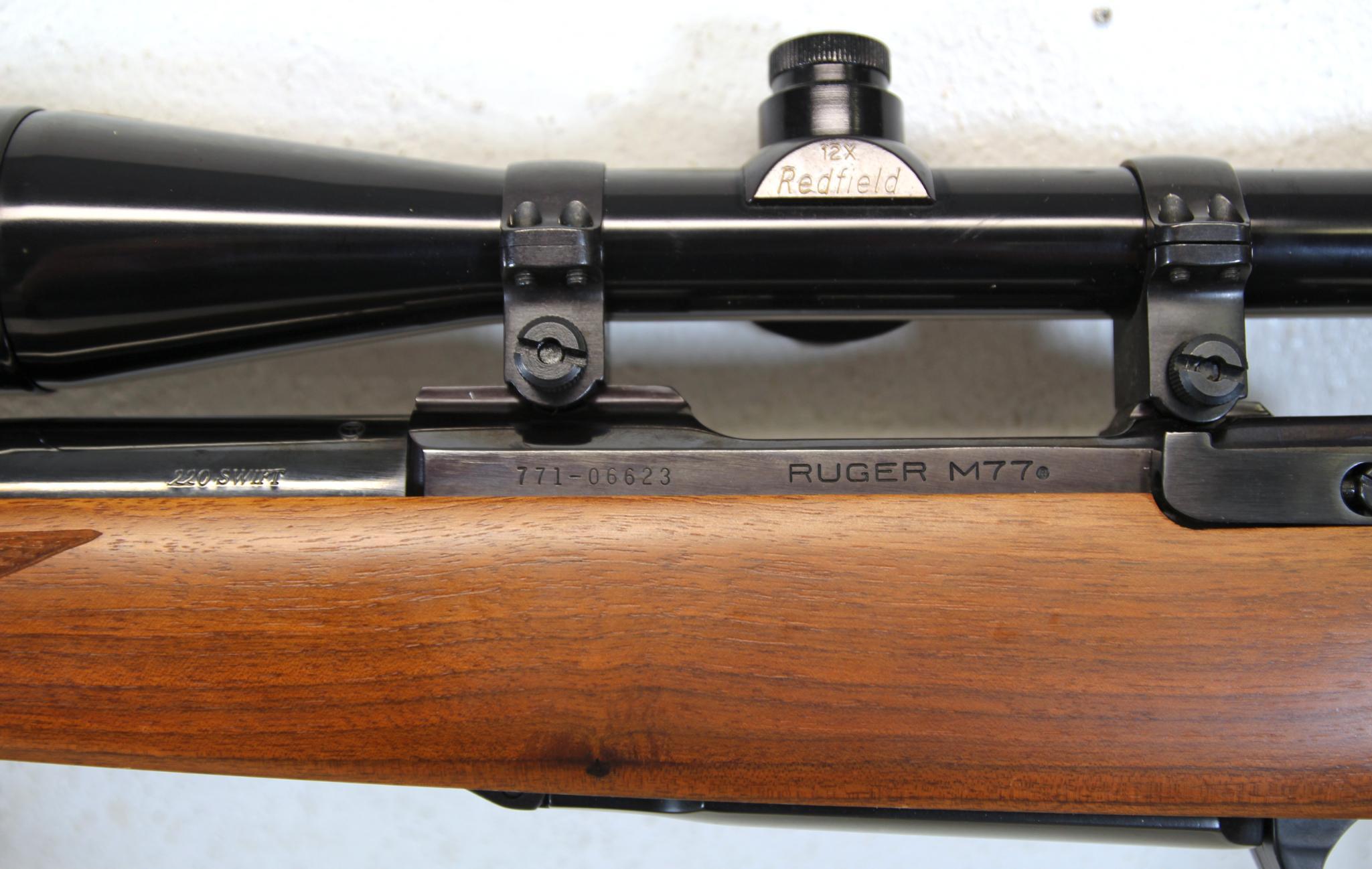 Ruger M77 .220 Swift Bolt Action Rifle w/Redfield 12X Scope Lightly Used... SN#771-06623...