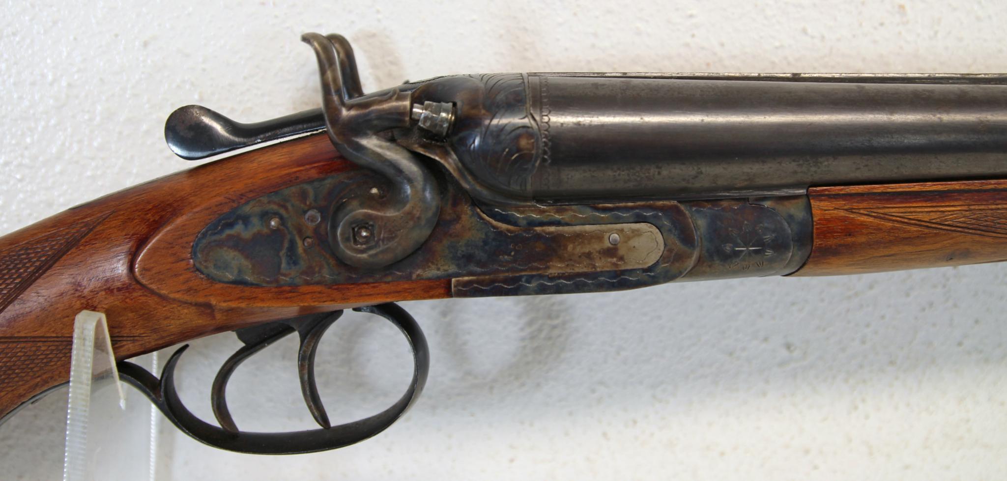 F....Dumoulin Liege French 12 Ga. Side by Side Percussion Shotgun Ding in Right Barrel... SN#63395..