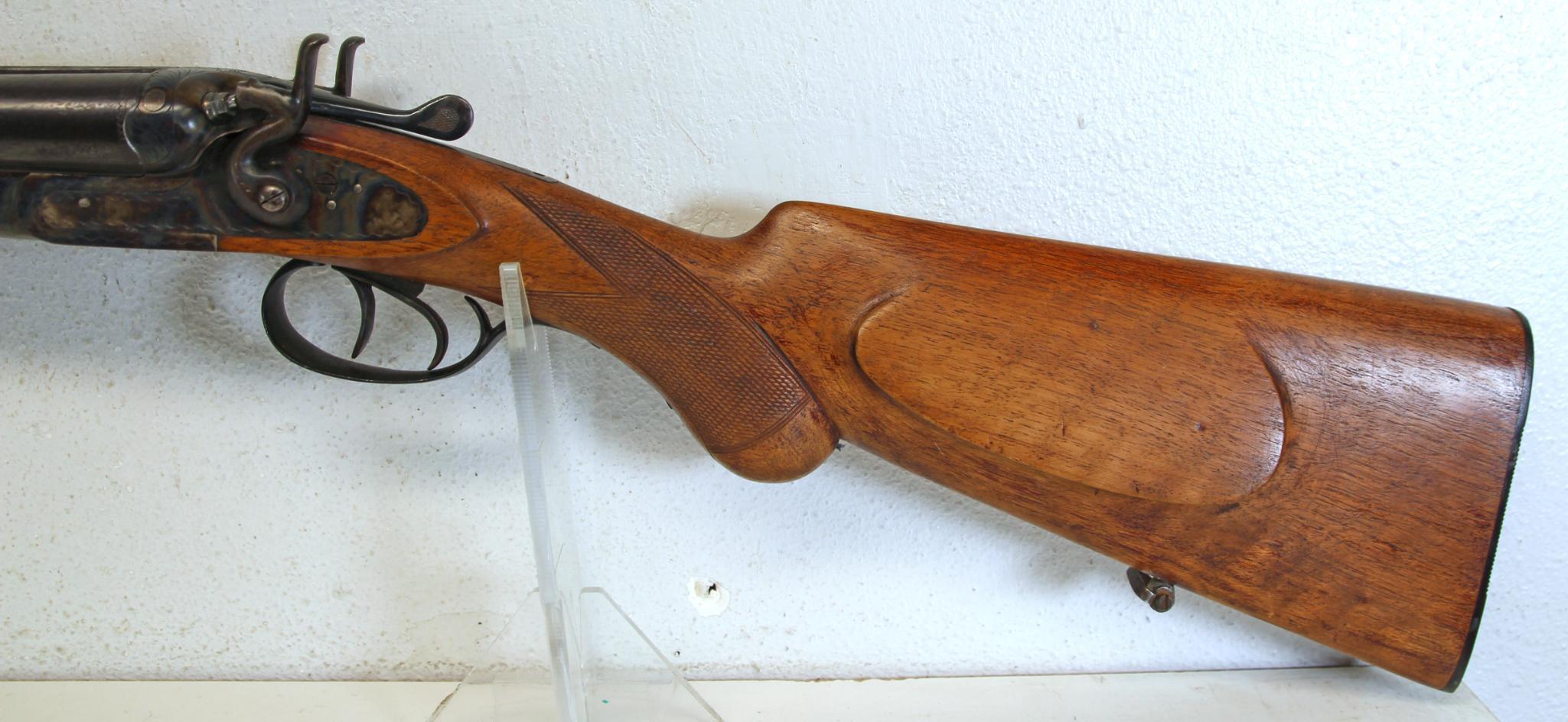 F....Dumoulin Liege French 12 Ga. Side by Side Percussion Shotgun Ding in Right Barrel... SN#63395..