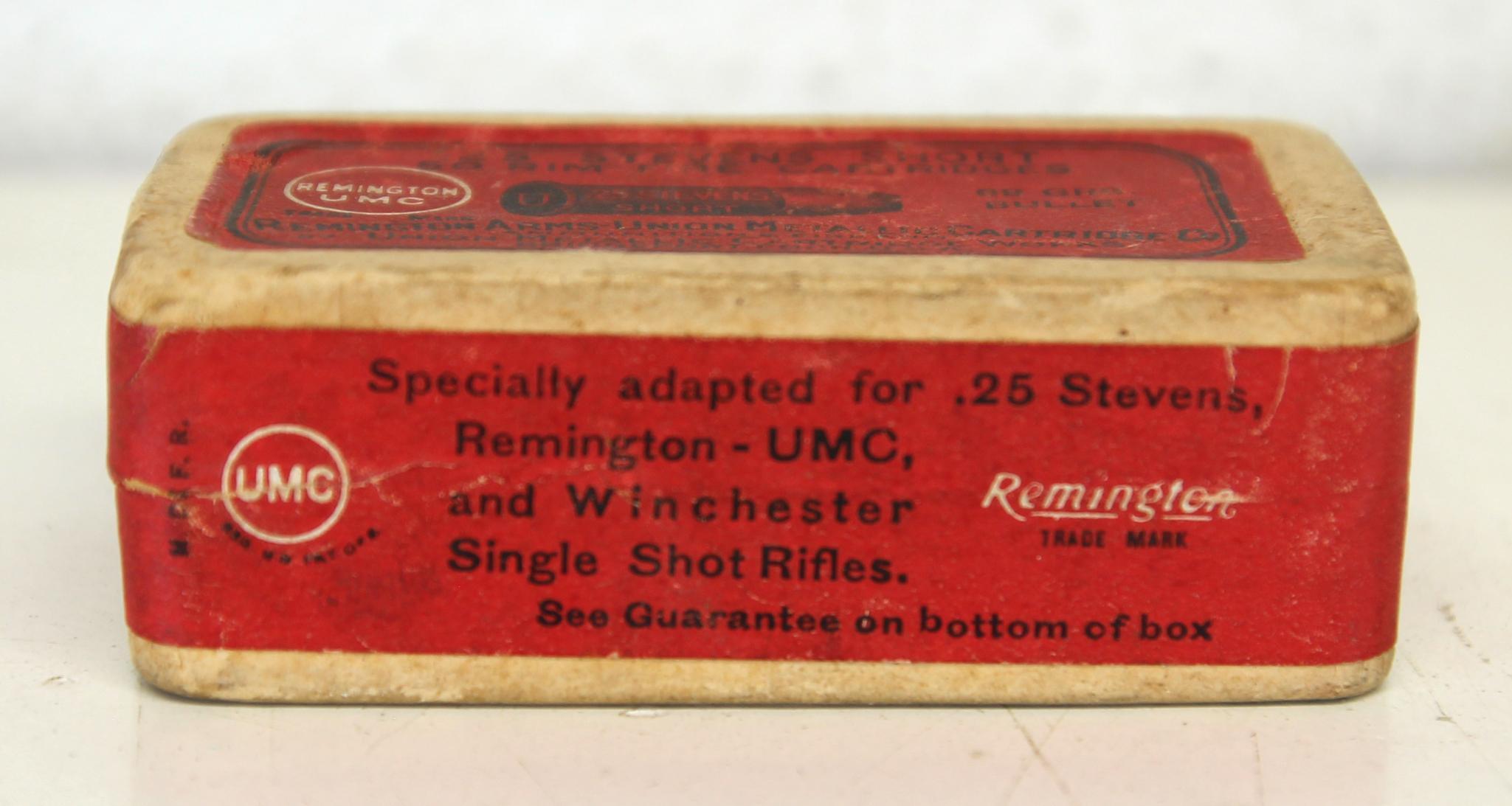 Full Vintage Sealed Two Piece Box Remington UMC .25 Stevens Short Rimfire Cartridges Ammunition...