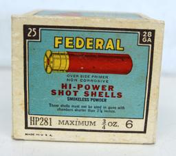 Full Vintage Box Federal Hi-Power 28 Ga. Shotshells Ammunition...