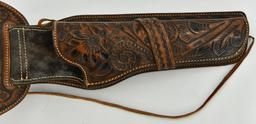 Unmarked Handed Tooled Leather Holster & Belt