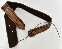 Unmarked Handed Tooled Leather Holster & Belt