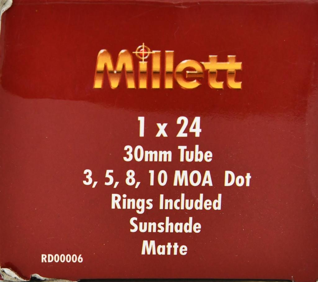 Millett 1x24 30mm Tube Red Dot obj 3/5/8/10 MOA