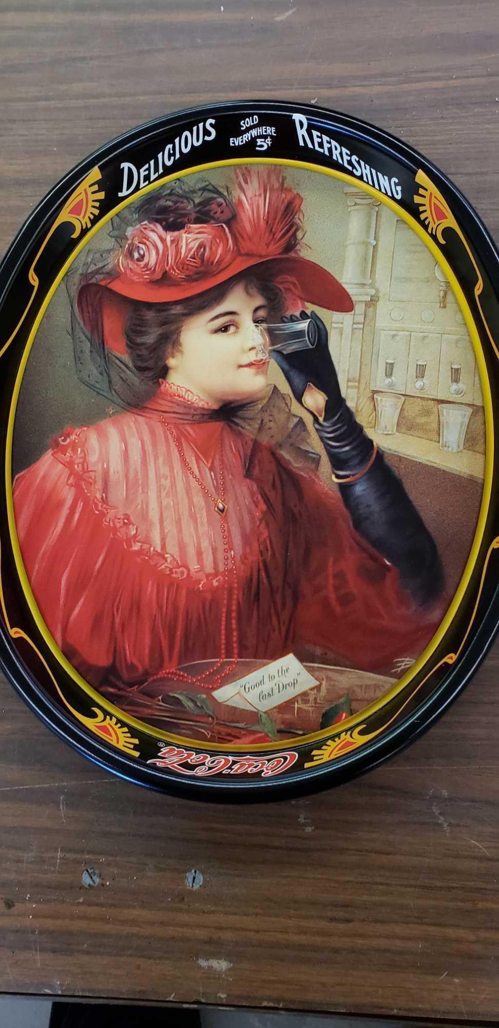 1987 Coca-cola Tin Tray "Lady in Red"