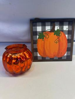 Pumpkin Tea Light Holder With Lifter/ Pumpkin Wall Hanging