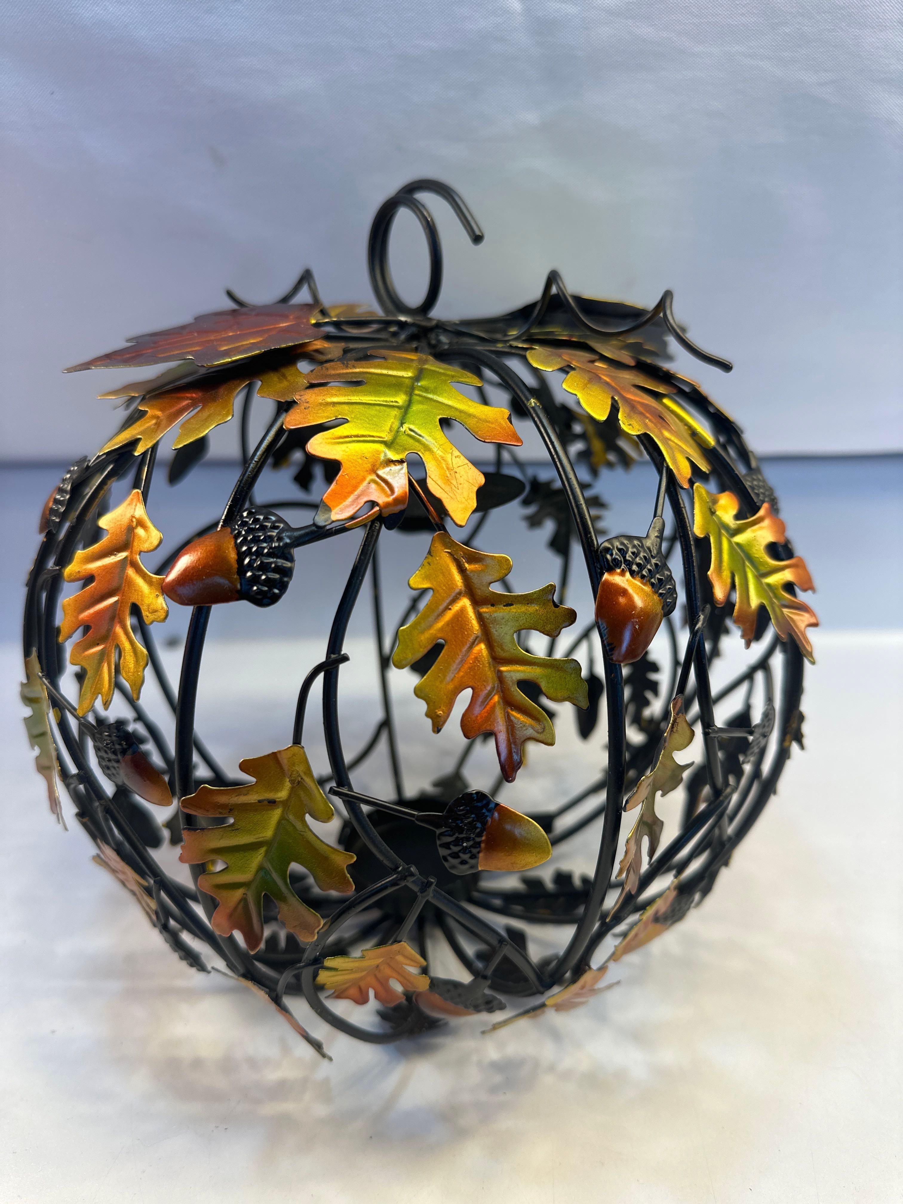 Fall Metal Tea Light Candle Holder Home Decor