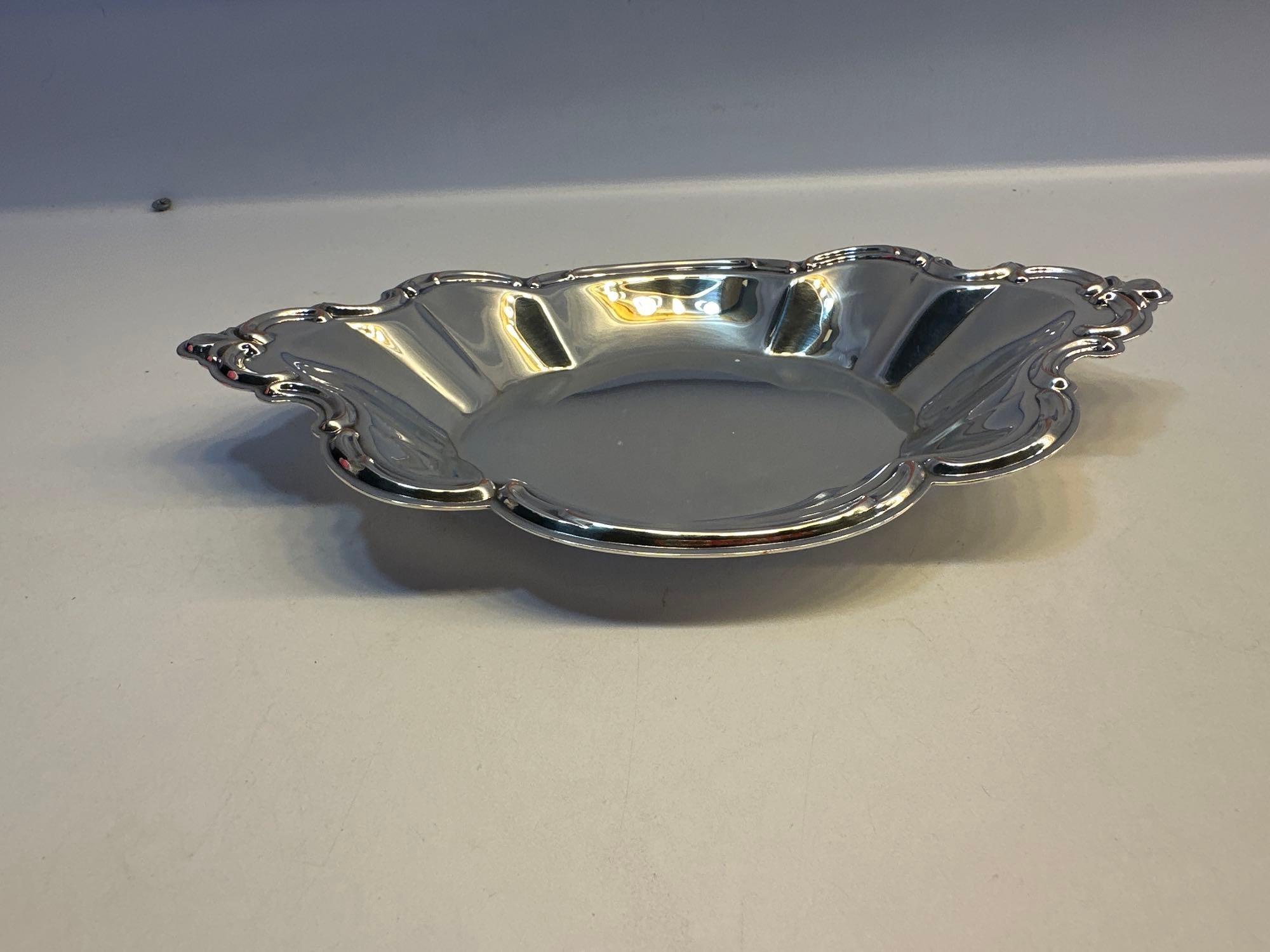 Set of 2 Metal Serving Platters/ 1 Metal Candy Dish