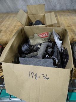 BOX OF DRILL HANDLES & PALM SANDER BAGS