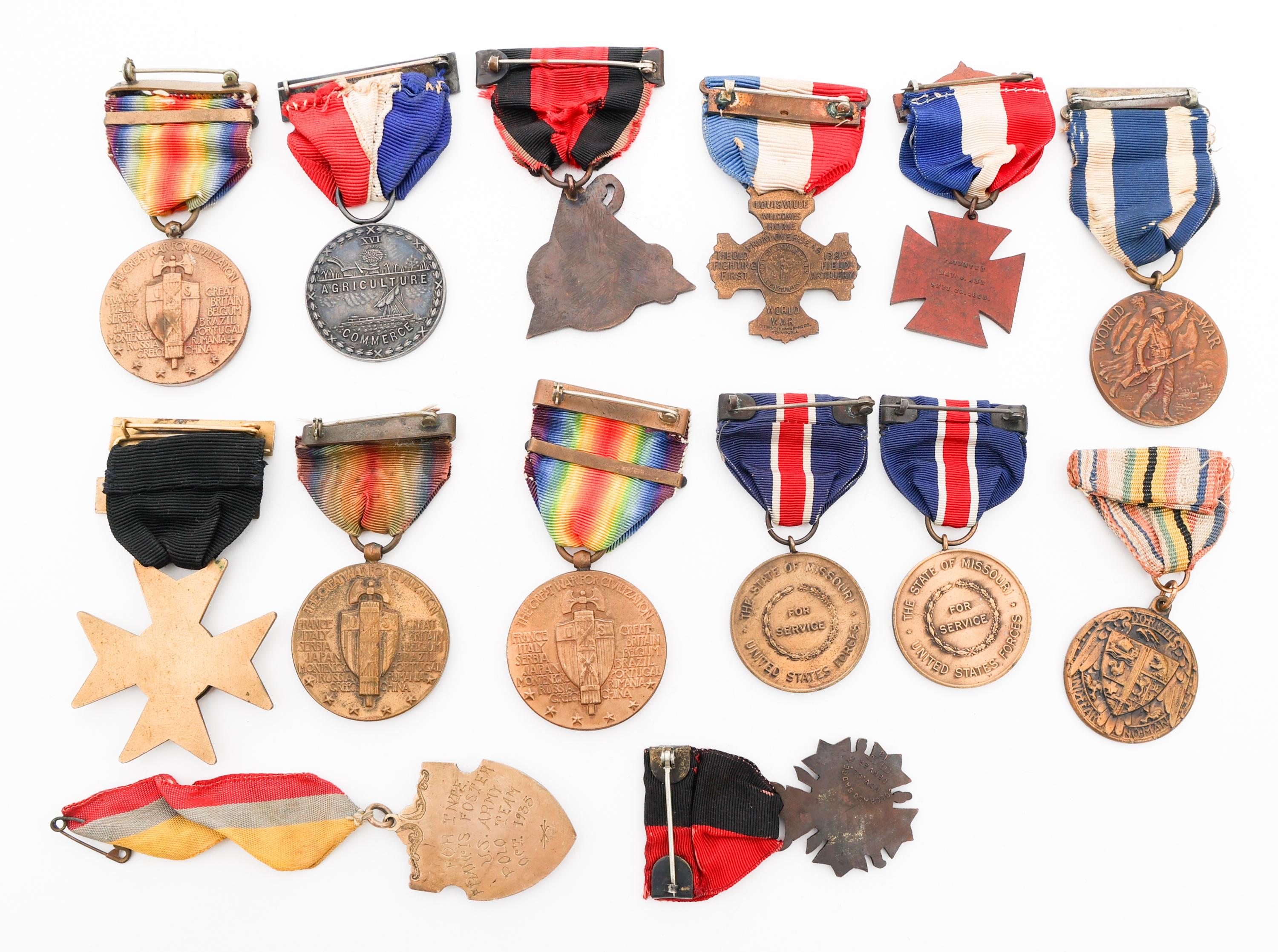 WWI ERA US STATE SERVICE & FRATERNAL MEDALS