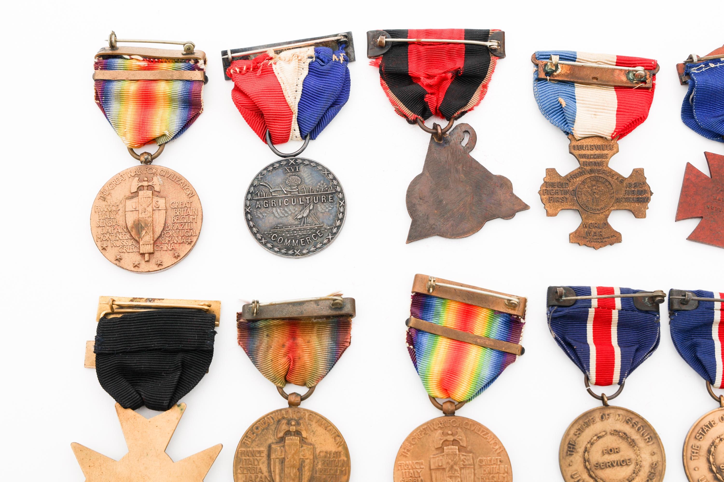 WWI ERA US STATE SERVICE & FRATERNAL MEDALS