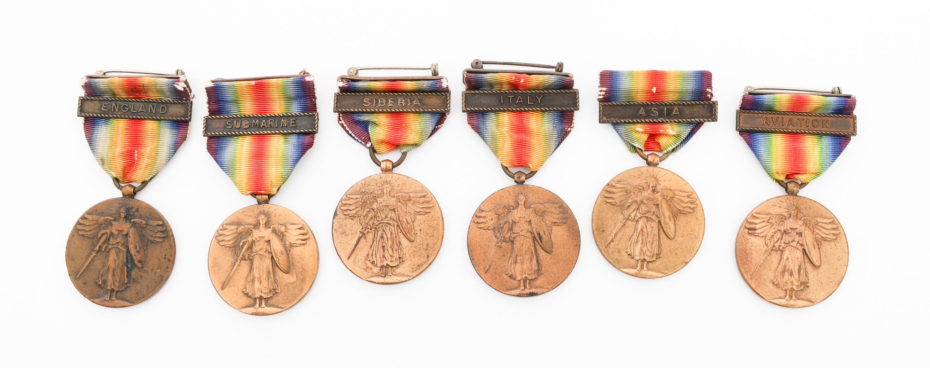 WWI US NAVY VICTORY MEDALS WITH CLASPS