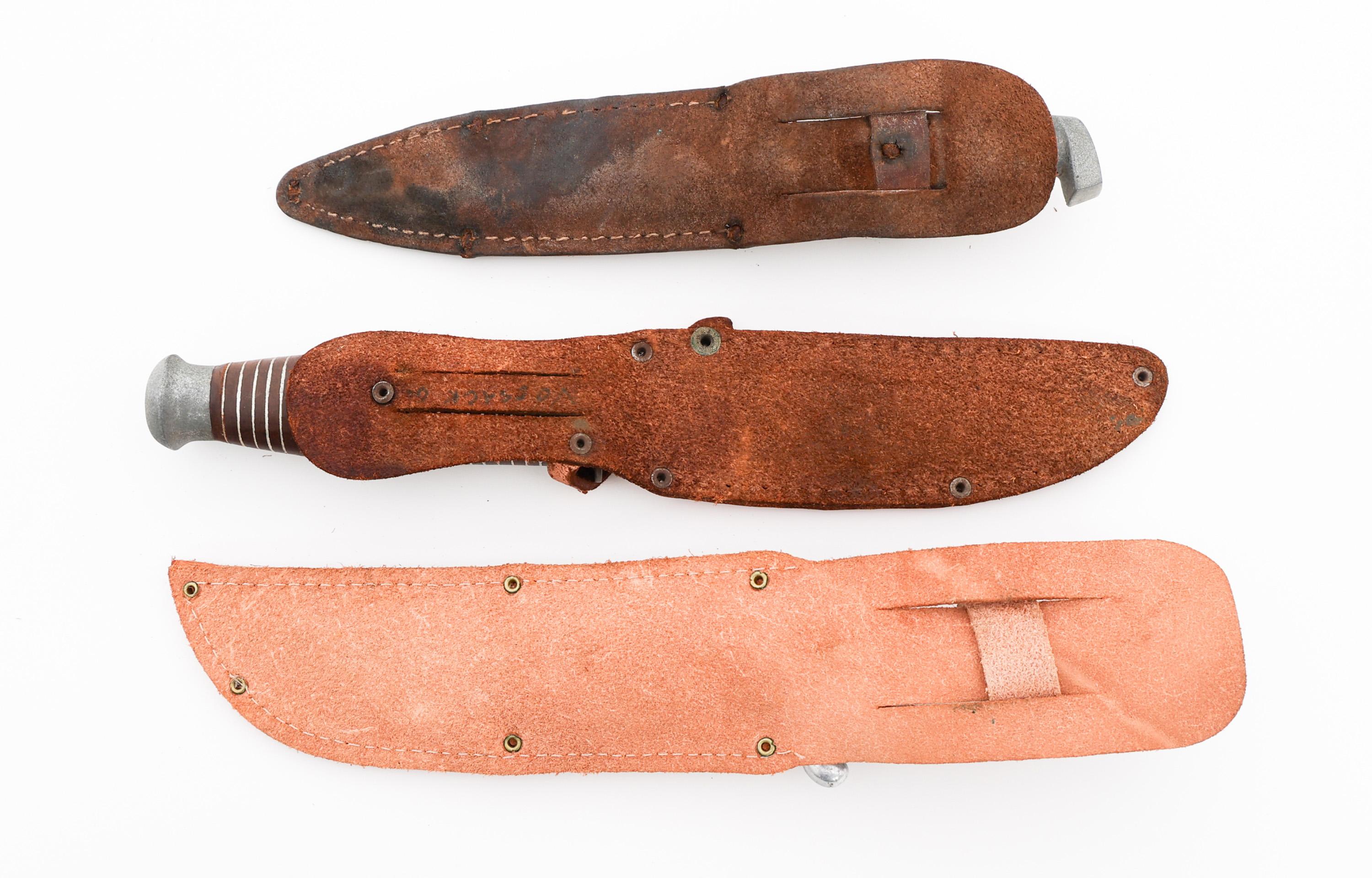 STAG HORN & LEATHER GRIPPED HUNTING KNIVES