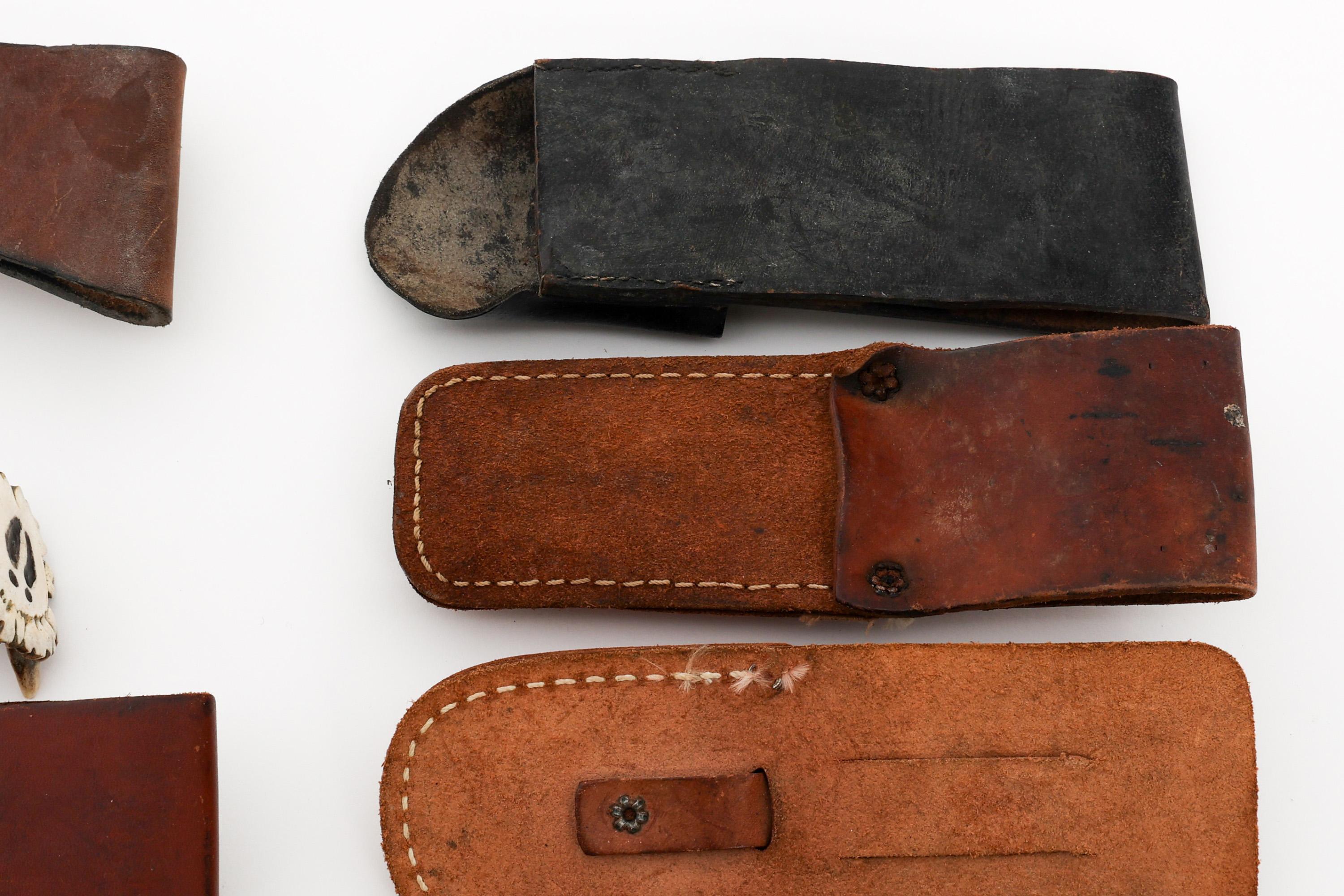 STAG HORN HUNTING KNIVES & LEATHER SHEATHS