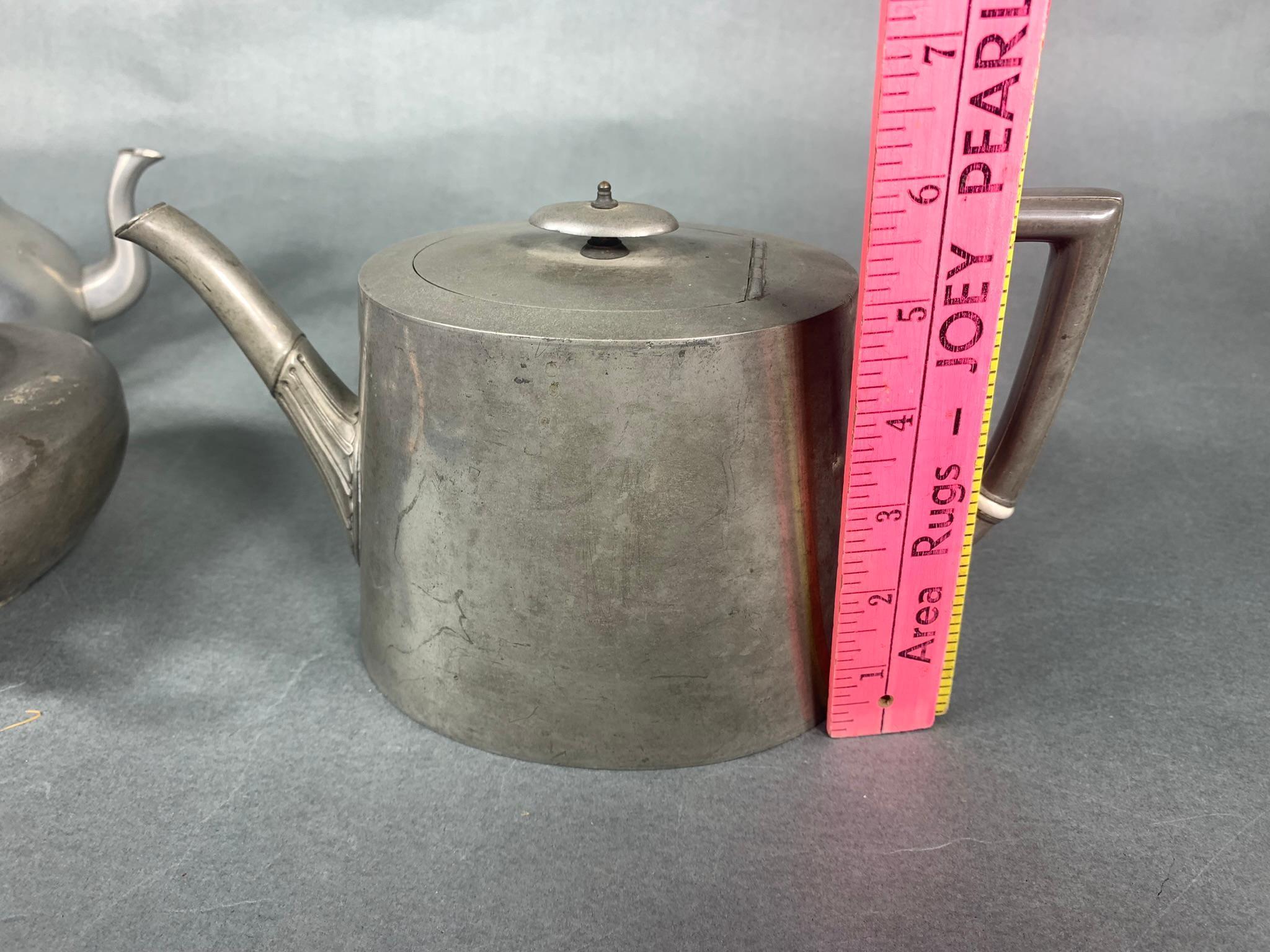 Group of Antique Pewter Tea Pots