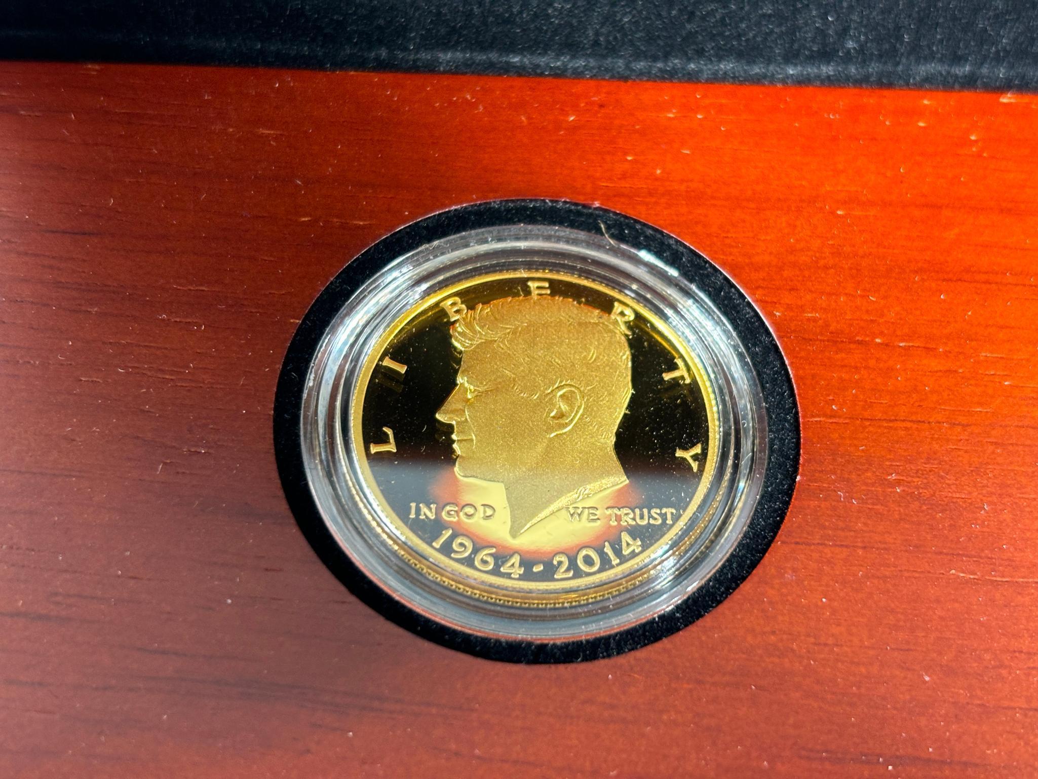 2 US Mint 50th Anniversary Kennedy Gold Proof Coins