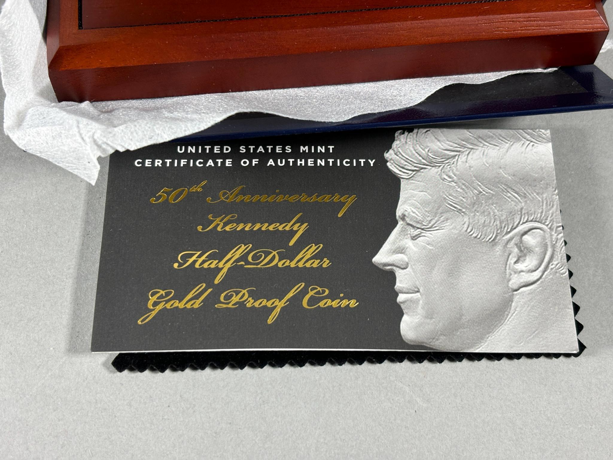 2 US Mint 50th Anniversary Kennedy Gold Proof Coins