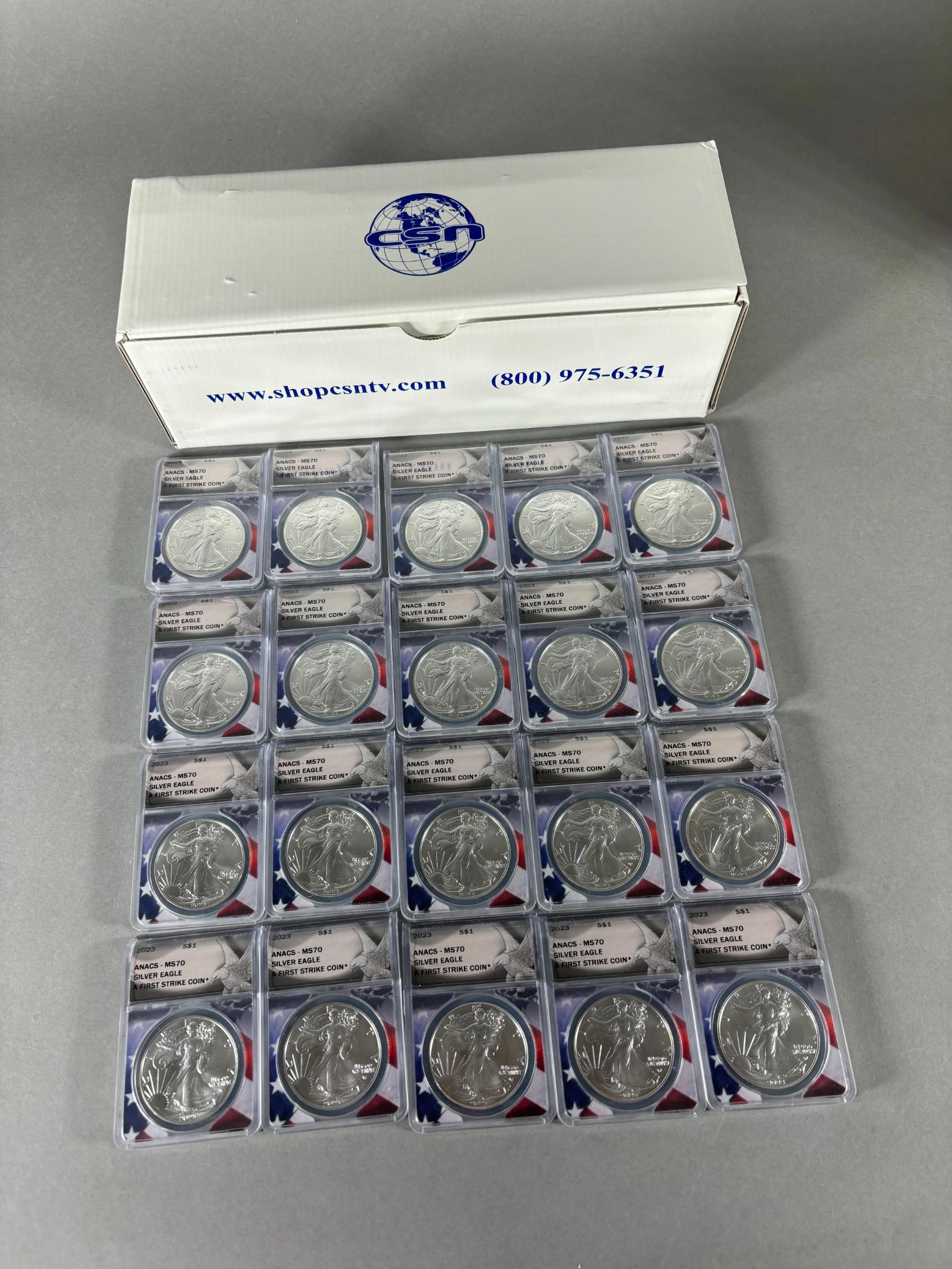 Group Lot of 24 Liberty Silver Dollar Coins ANACS Graded