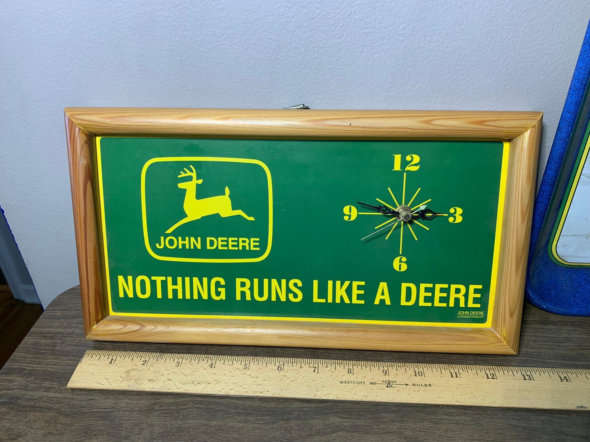 John Deere Signs, Lights, Match Holder, Tin & Thermometer