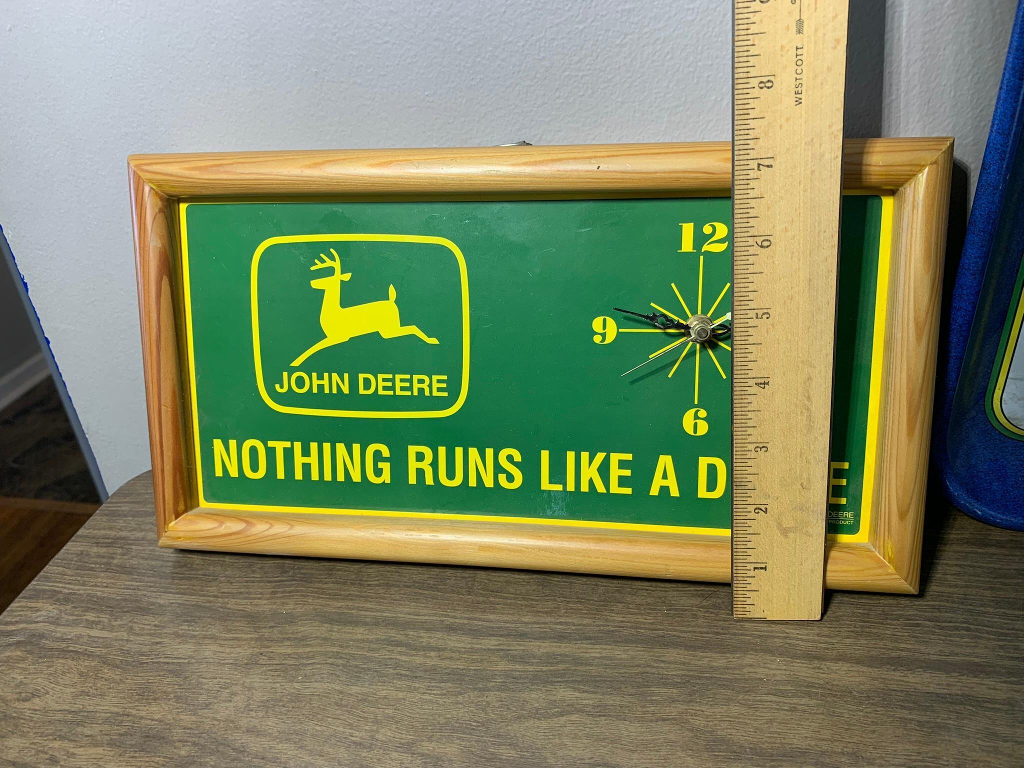 John Deere Signs, Lights, Match Holder, Tin & Thermometer