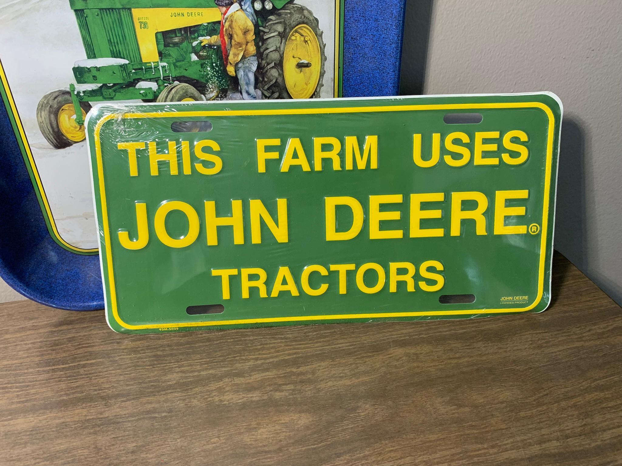 John Deere Signs, Lights, Match Holder, Tin & Thermometer