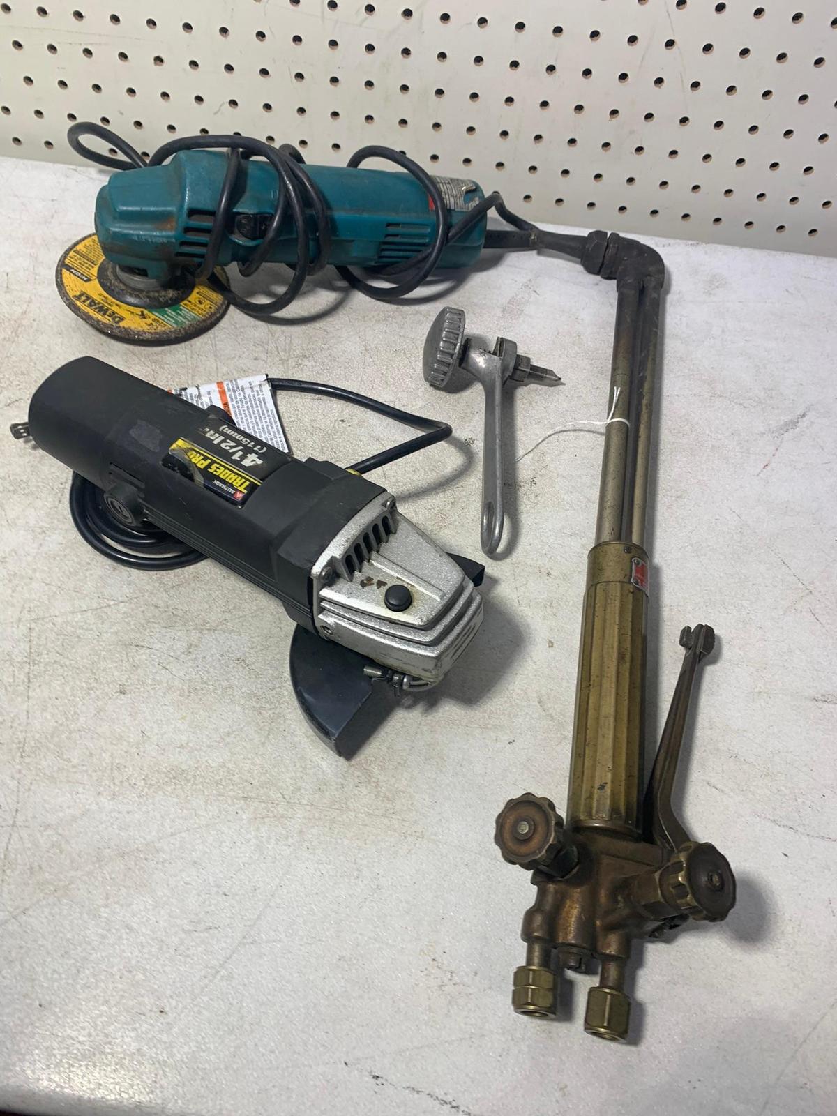 Uniweld Torch, Makita Angle Grinder & All Trade Grinder