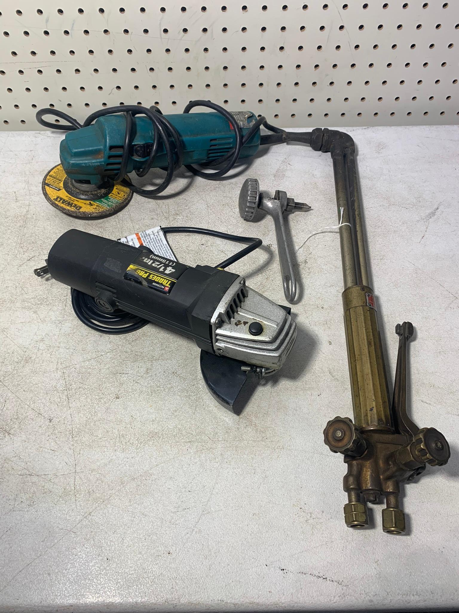 Uniweld Torch, Makita Angle Grinder & All Trade Grinder