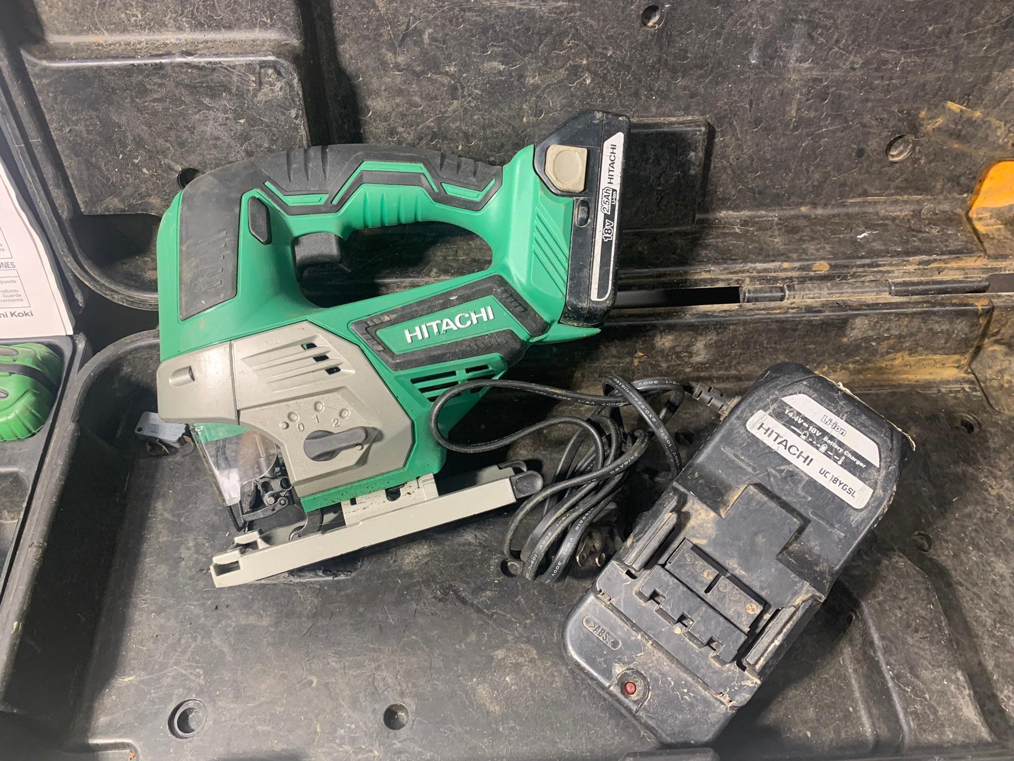 Hitachi Jig Saw with Battery & Charger and Hitachi Drill, Battery, Charger & Flashlight