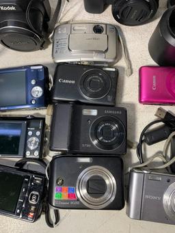 Assortment of Digital Cameras, Chargers & More