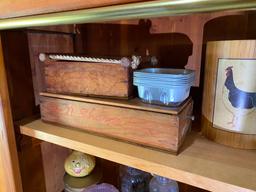 Two Cedar Cabinets, Two Clocks, Primitives , Ceramics